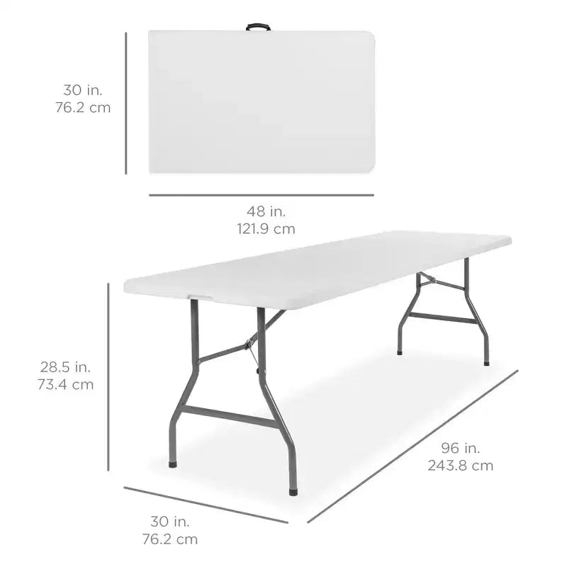 Best Choice Products Tavolo Pieghevole in Plastica da 2,4m, Portatile per Interni ed Esterni Resistente con Maniglia, Blocco per Picnic
