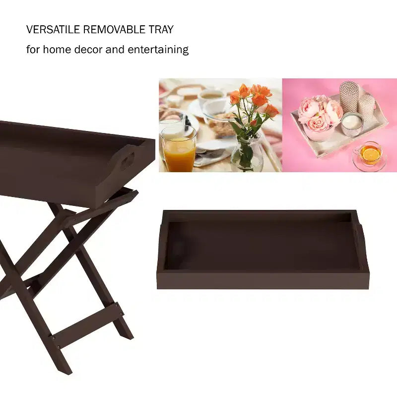 Tavolino pieghevole Hasting Home - Tavolino moderno portatile in legno con vassoio superiore rimovibile