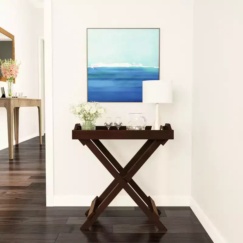 Tavolino pieghevole Hasting Home - Tavolino moderno portatile in legno con vassoio superiore rimovibile