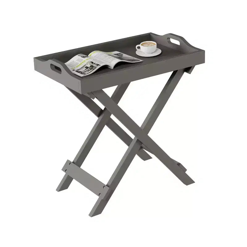 Tavolino pieghevole Hasting Home - Tavolino moderno portatile in legno con vassoio superiore rimovibile