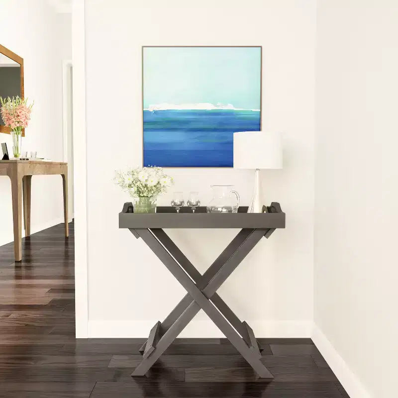Tavolino pieghevole Hasting Home - Tavolino moderno portatile in legno con vassoio superiore rimovibile
