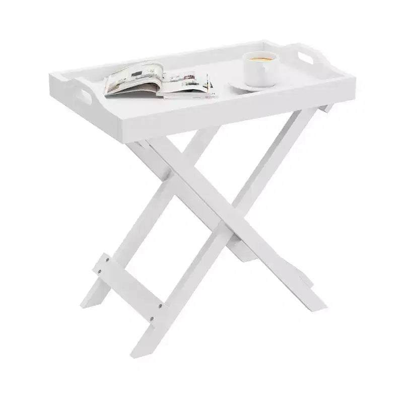 Tavolino pieghevole Hasting Home - Tavolino moderno portatile in legno con vassoio superiore rimovibile
