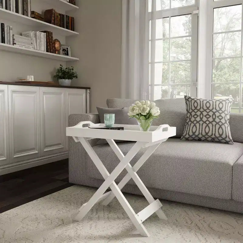 Tavolino pieghevole Hasting Home - Tavolino moderno portatile in legno con vassoio superiore rimovibile