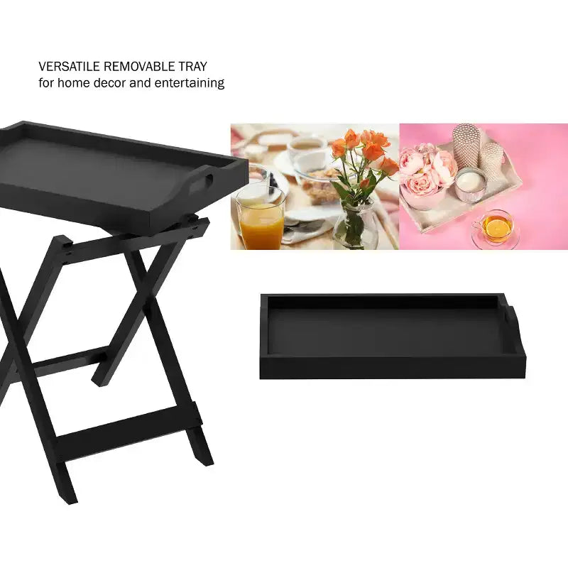 Tavolino pieghevole Hasting Home - Tavolino moderno portatile in legno con vassoio superiore rimovibile