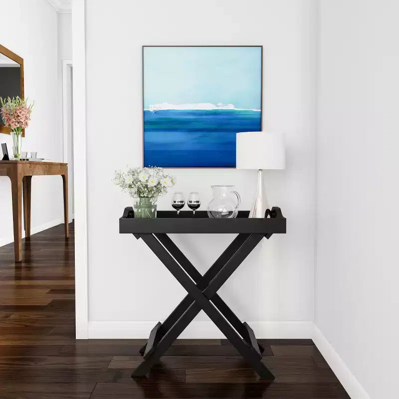 Tavolino pieghevole Hasting Home - Tavolino moderno portatile in legno con vassoio superiore rimovibile