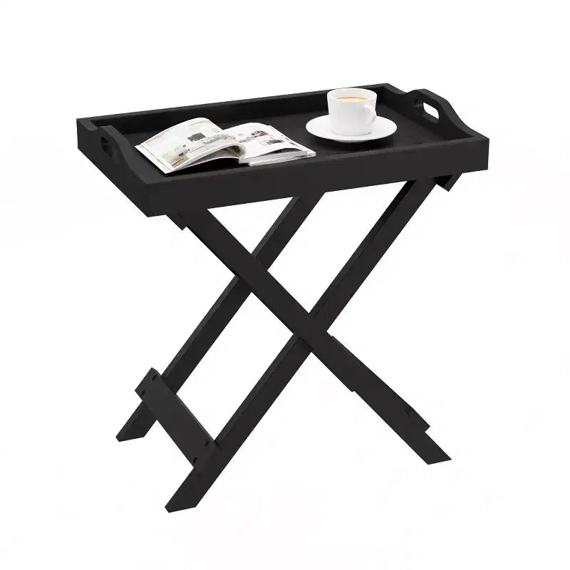 Tavolino pieghevole Hasting Home - Tavolino moderno portatile in legno con vassoio superiore rimovibile