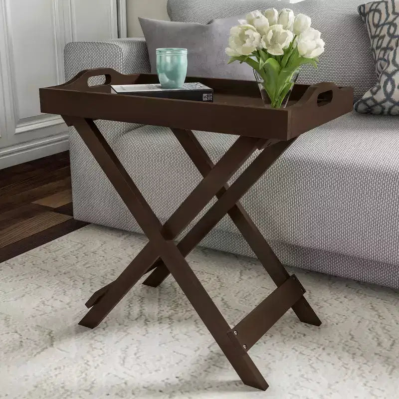 Tavolino pieghevole Hasting Home - Tavolino moderno portatile in legno con vassoio superiore rimovibile