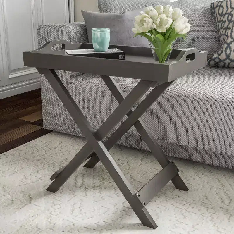 Tavolino pieghevole Hasting Home - Tavolino moderno portatile in legno con vassoio superiore rimovibile