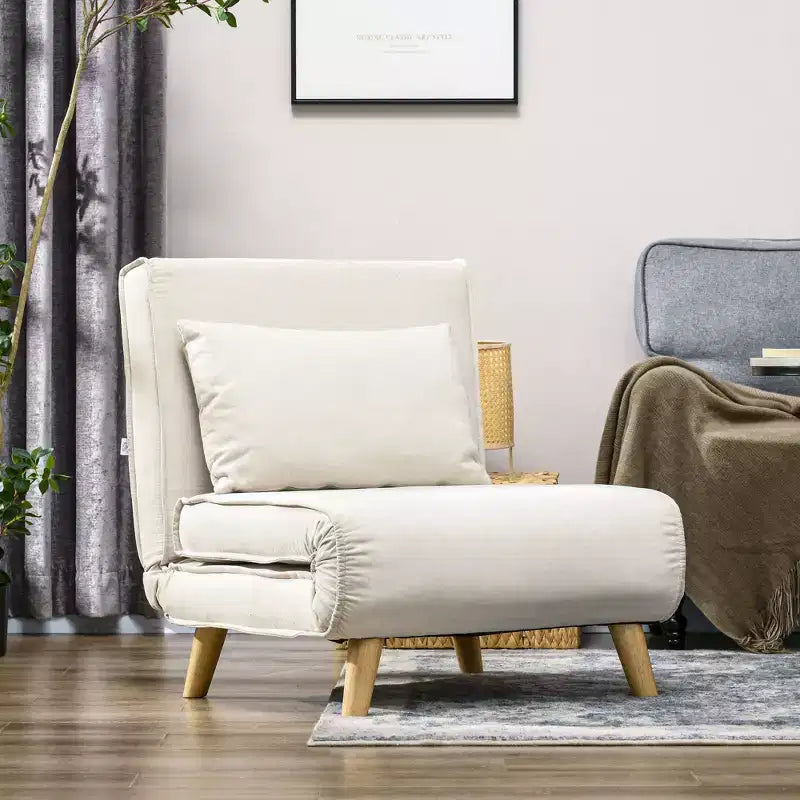 HOMCOM Sedia Letto Convertibile, Divano Letto 2 in 1 Multifunzione, Poltrona Letto con Schienale Regolabile per Salotto, Camera da Letto, Ufficio