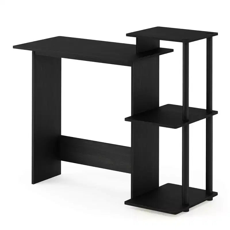 Furinno Scrivania da computer moderna, Ufficio domestico, Scrivania da studio per laptop con supporto per CPU e libreria a giorno, Americano/Nero