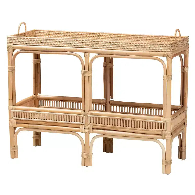 Consolle in rattan naturale bali & pari Lombok, stile bohémien moderno, colore marrone