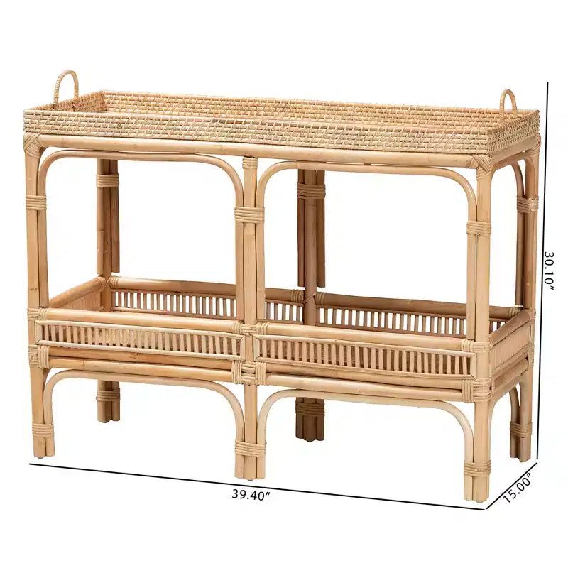 Consolle in rattan naturale bali & pari Lombok, stile bohémien moderno, colore marrone