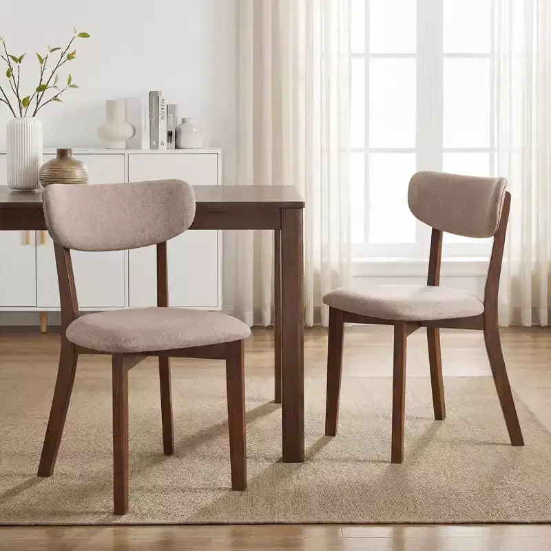 Costway Sedie da Pranzo Imbottite Set da 4 con Solida Struttura in Legno di Gomma, Schienale Curvo Marrone/Grigio
