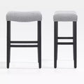 WestinTrends 29 Upholstered Saddle Seat Bar Stool (Set of 2), Black/Gray