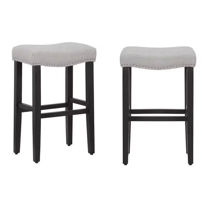 WestinTrends Sgabello da bar con sedile imbottito a sella da 29 pollici (set da 2), nero/grigio