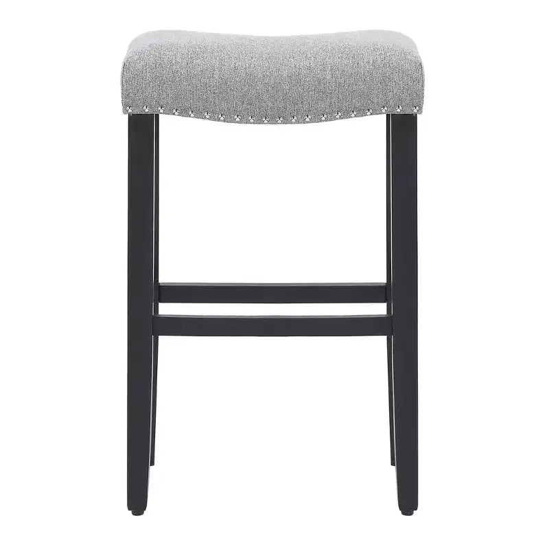 WestinTrends Sgabello da bar con sedile imbottito a sella da 29 pollici (set da 2), nero/grigio