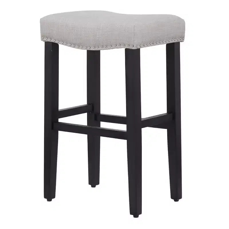 WestinTrends Sgabello da bar con sedile imbottito a sella da 29 pollici (set da 2), nero/grigio