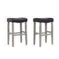WestinTrends 29 Upholstered Saddle Seat Bar Stool (Set of 2), Antique Gray/Black