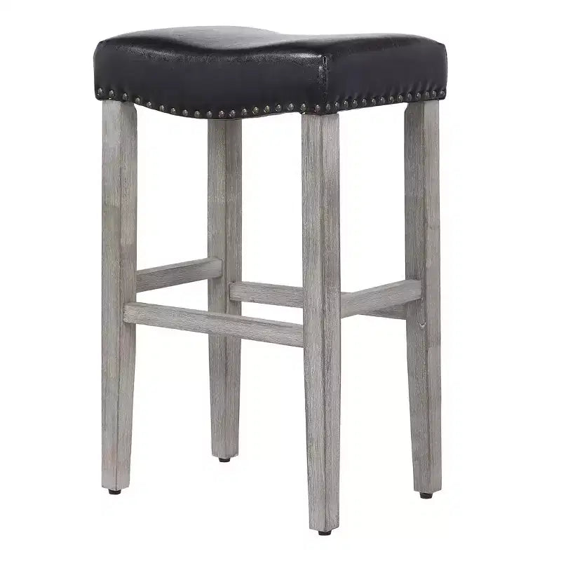 WestinTrends Sgabello da Bar Imbottito, con Seduta a Sella, 29", Grigio Antico/Nero (Set di 2)