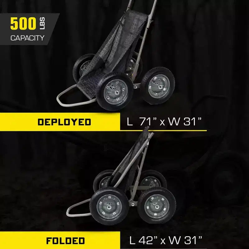 Carrello per il recupero di cervi e selvaggina pieghevole Hawk Crawler Capacity con ruote (confezione da 2)