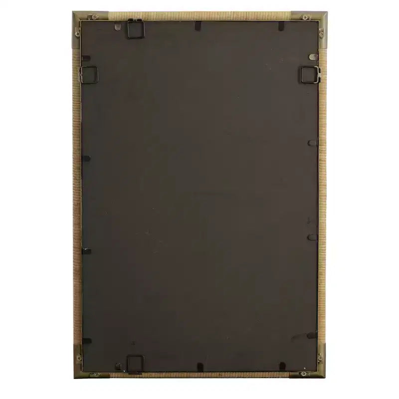 Specchio da parete per bagno Kampar di Uttermost, oro anticato e rattan, 56 x 81 cm