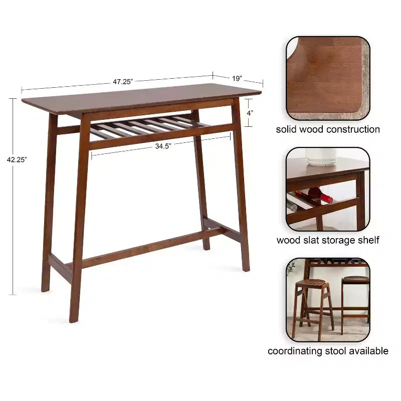 Tavolo da pub Kate e Laurel Morreau Wood, 48x19x43, noce scuro