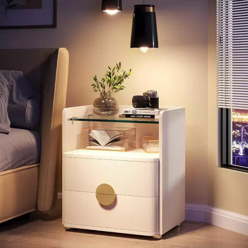 Comodino moderno a 2 cassetti