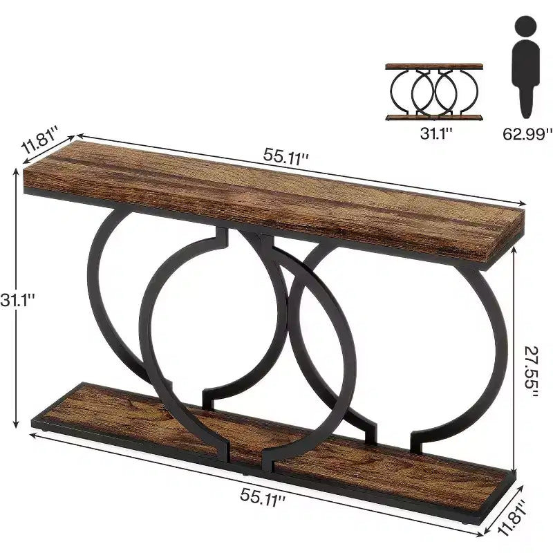 Tribesigns Tavolo consolle in legno da 55 pollici, tavolo stretto da ingresso con struttura geometrica in metallo per l'ingresso del soggiorno