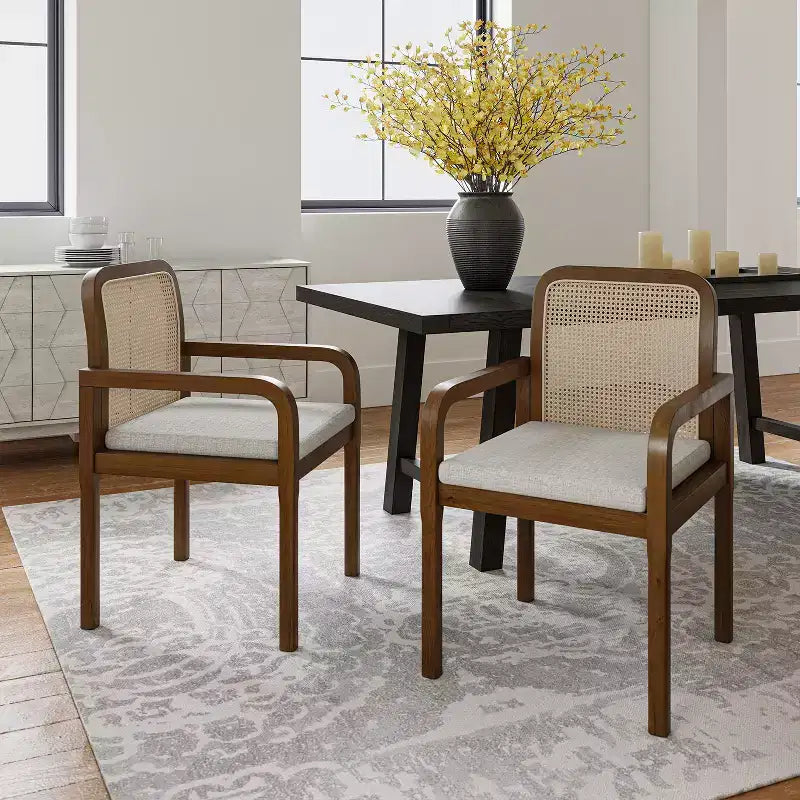 Sedia da pranzo Hieromymus Modern Ratten con cuscino rimovibile|HULALA HOME
