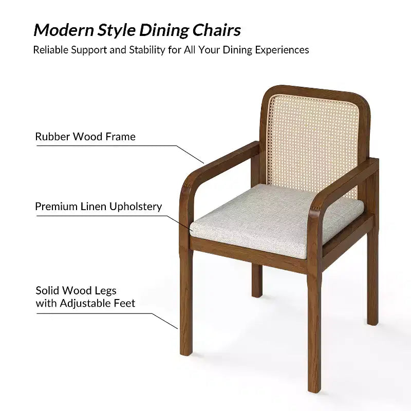 Sedia da pranzo Hieromymus Modern Ratten con cuscino rimovibile|HULALA HOME