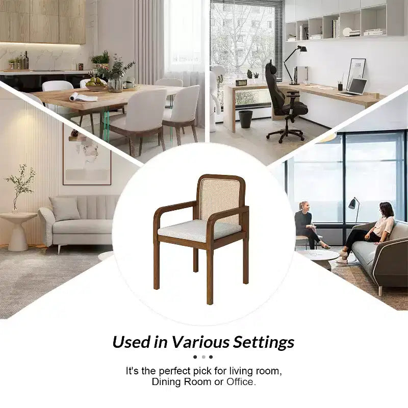 Sedia da pranzo Hieromymus Modern Ratten con cuscino rimovibile|HULALA HOME
