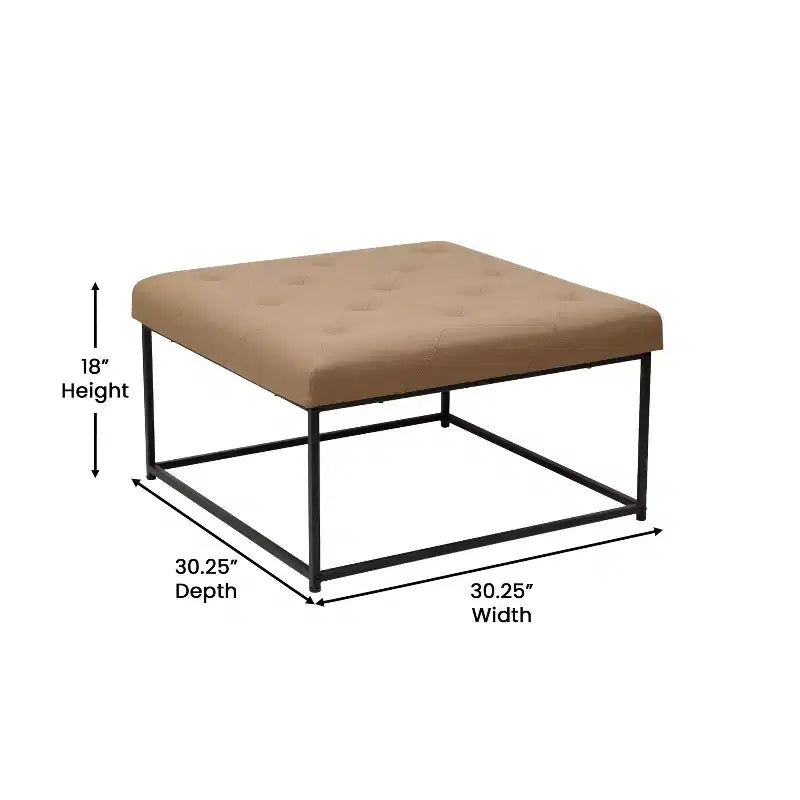 Flash Furniture Ashton Pouf Ottomano Quadrato 30 Imbottito Trapuntato con Telaio in Metallo