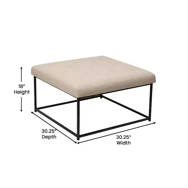 Flash Furniture Ashton Pouf Ottomano Quadrato 30 Imbottito Trapuntato con Telaio in Metallo