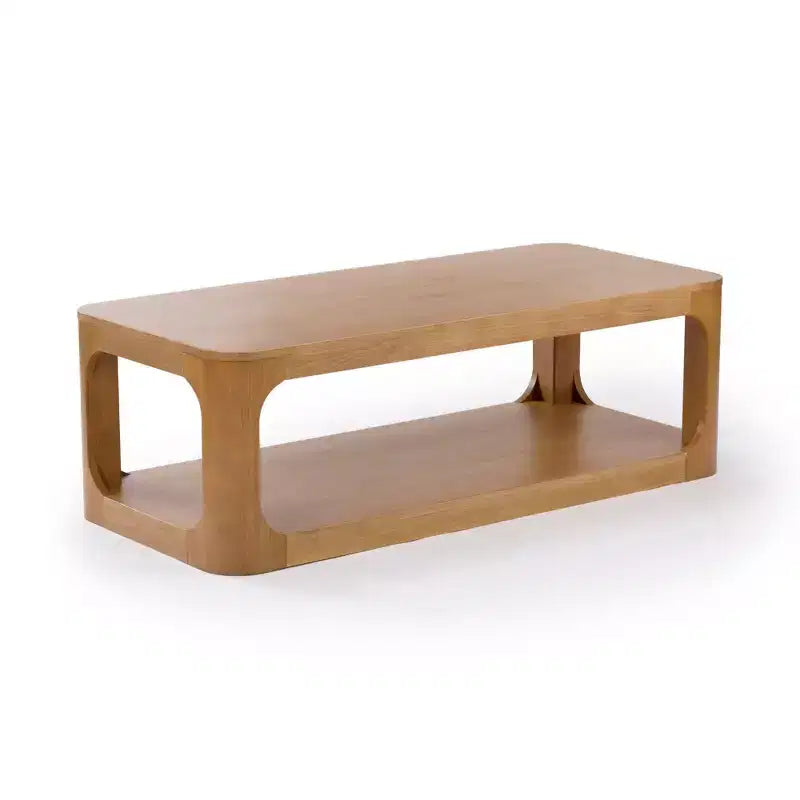 Plank+Beam Tavolino da caffè Forma in legno massello, 54 cm, tavolino da caffè moderno con ripiano portaoggetti
