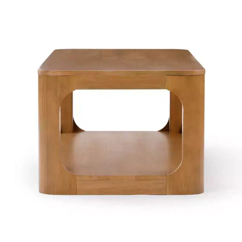 Plank+Beam Tavolino da caffè Forma in legno massello, 54 cm, tavolino da caffè moderno con ripiano portaoggetti