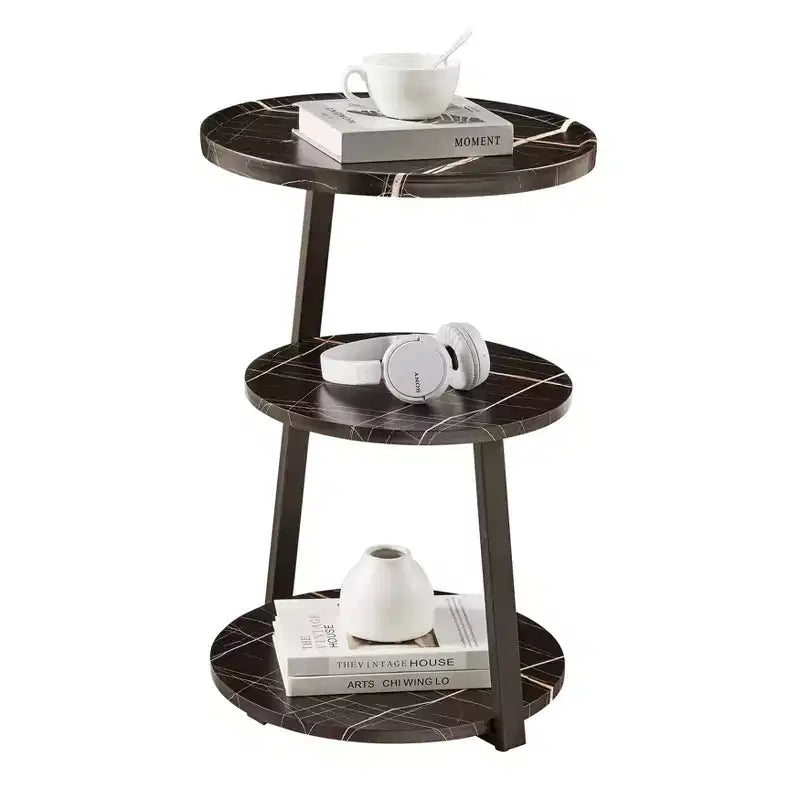 Danya B. 24x16.6 Skylar Tavolino d'appoggio rotondo a 3 livelli, metà secolo, con gambe a piedistallo moderne