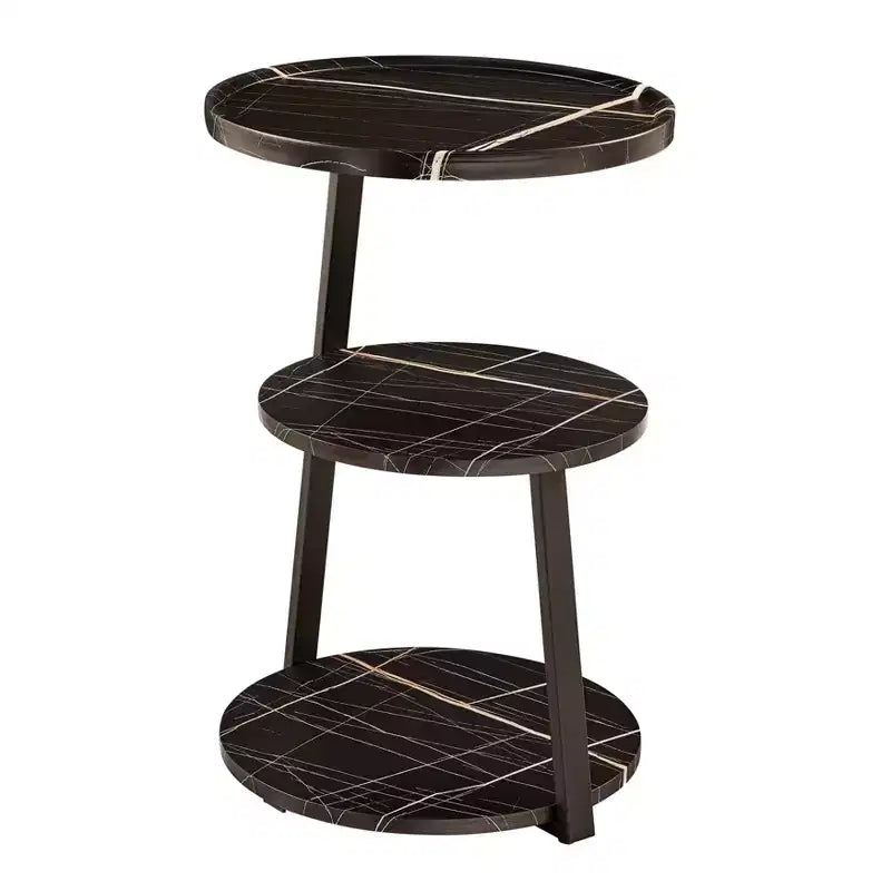 Danya B. 24x16.6 Skylar Tavolino d'appoggio rotondo a 3 livelli, metà secolo, con gambe a piedistallo moderne