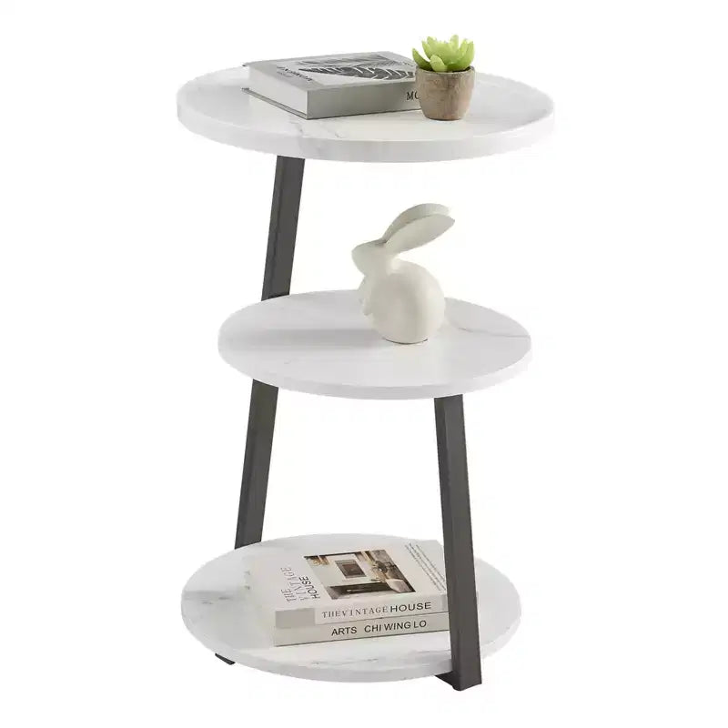 Danya B. 24x16.6 Skylar Tavolino d'appoggio rotondo a 3 livelli, metà secolo, con gambe a piedistallo moderne