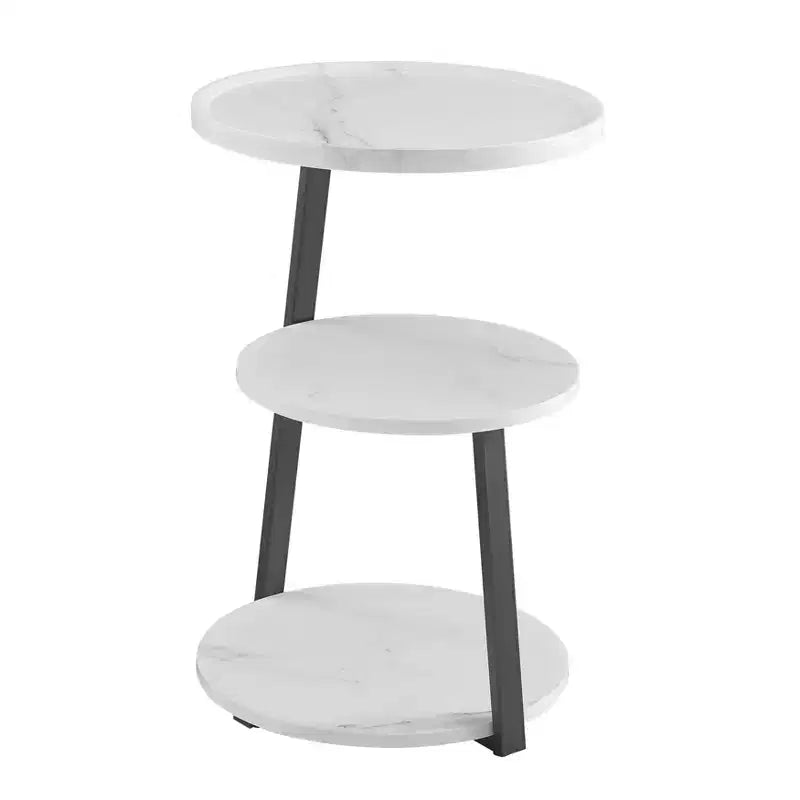 Danya B. 24x16.6 Skylar Tavolino d'appoggio rotondo a 3 livelli, metà secolo, con gambe a piedistallo moderne