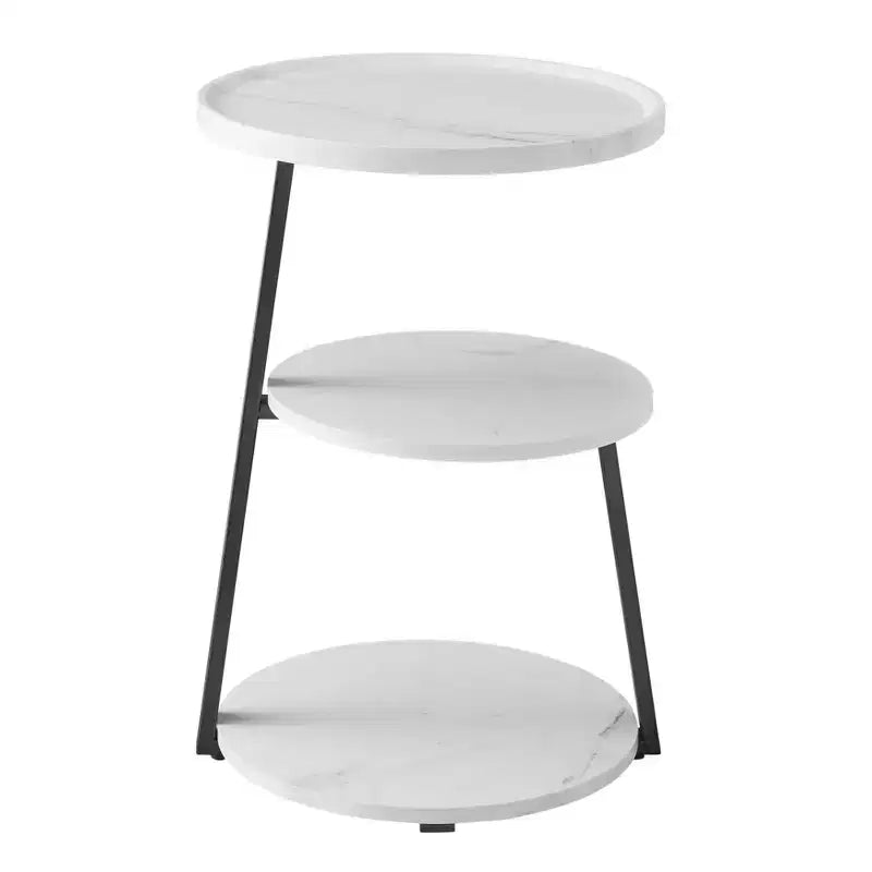 Danya B. 24x16.6 Skylar Tavolino d'appoggio rotondo a 3 livelli, metà secolo, con gambe a piedistallo moderne