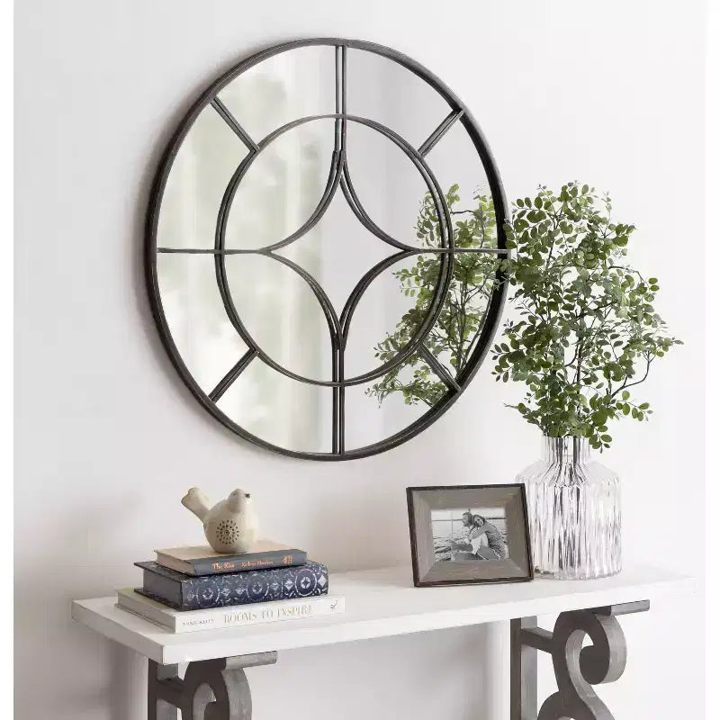 Kate & Laurel All Things Decor 30 Angelis Specchio da parete rotondo moderno con cornice e inserto in metallo