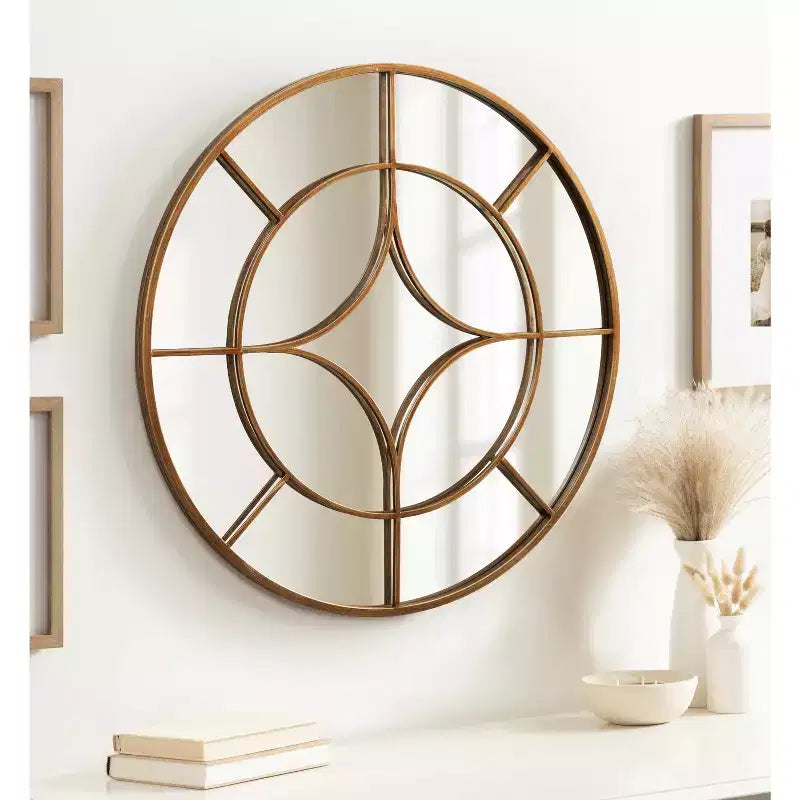 Kate & Laurel All Things Decor 30 Angelis Specchio da parete rotondo moderno con cornice e inserto in metallo