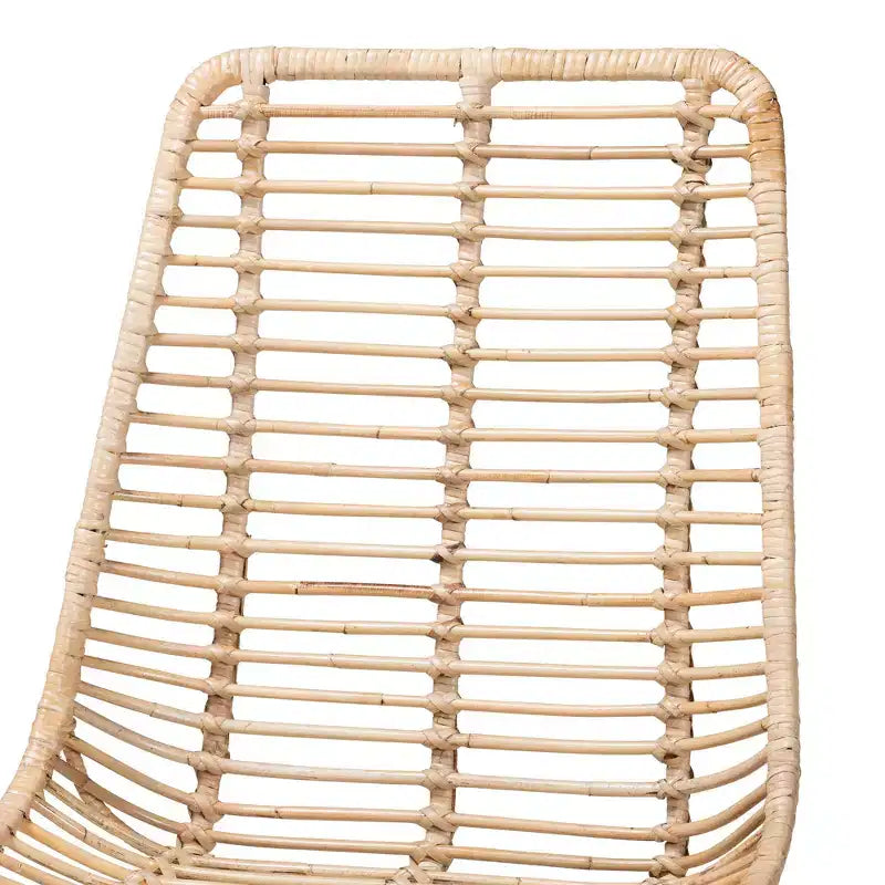 bali & pari Sedia da pranzo in rattan marrone naturale e metallo nero, in stile bohémien moderno di Manhattan, set da 2 pezzi