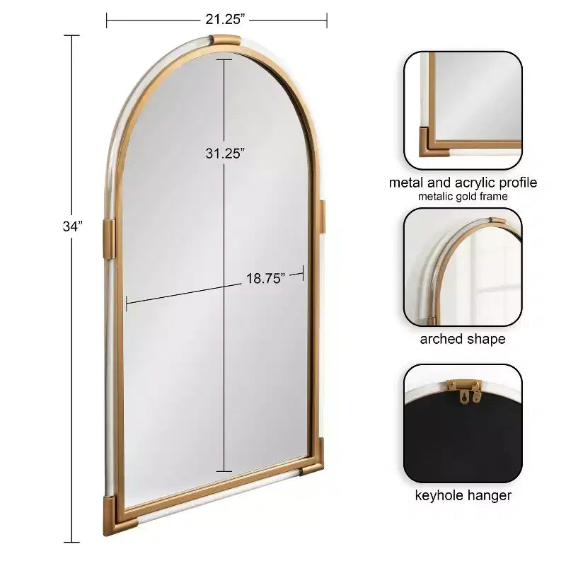 Kate & Laurel All Things Decor Specchio moderno ad arco in acrilico Arceo 22x34