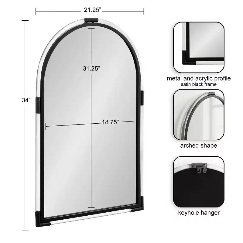 Kate & Laurel All Things Decor Specchio moderno ad arco in acrilico Arceo 22x34