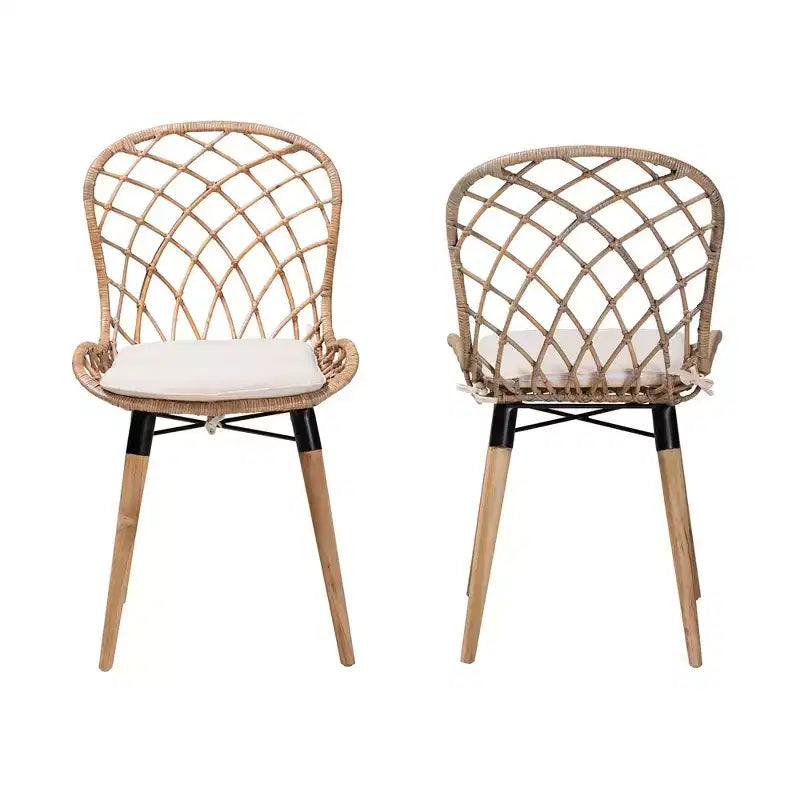 Sedia da pranzo moderna Bohemien in rattan e metallo