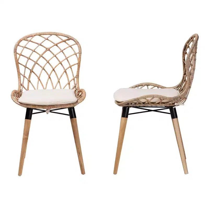 Sedia da pranzo moderna Bohemien in rattan e metallo