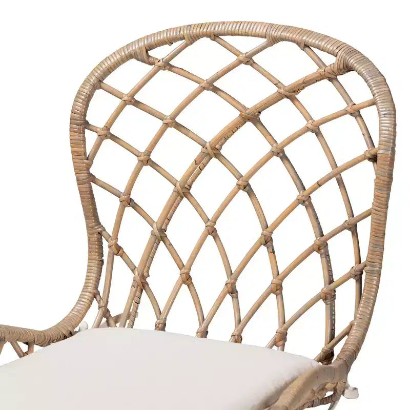 Sedia da pranzo moderna Bohemien in rattan e metallo