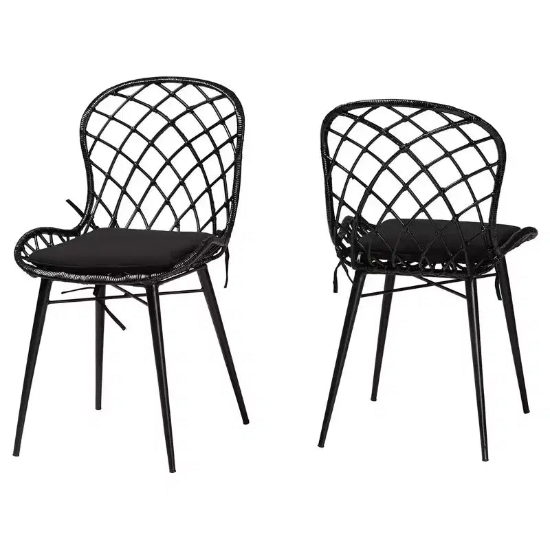 Sedia da pranzo moderna Bohemien in rattan e metallo