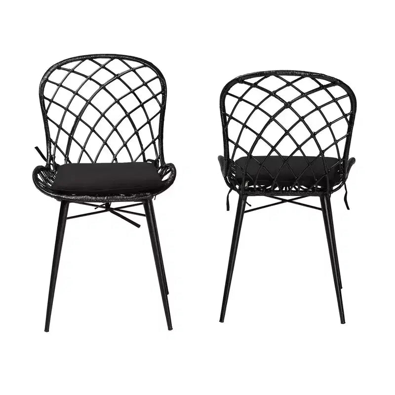 Sedia da pranzo moderna Bohemien in rattan e metallo